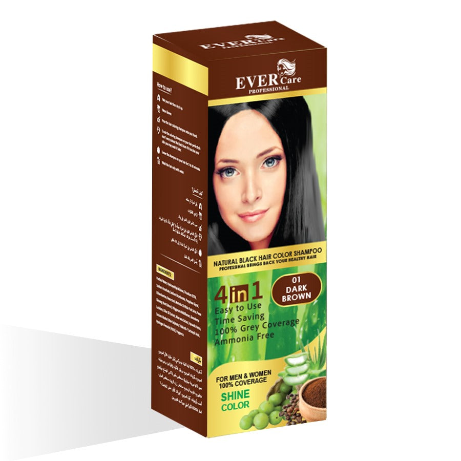 Natural Dark Brown Hair Color Shampoo Bottle